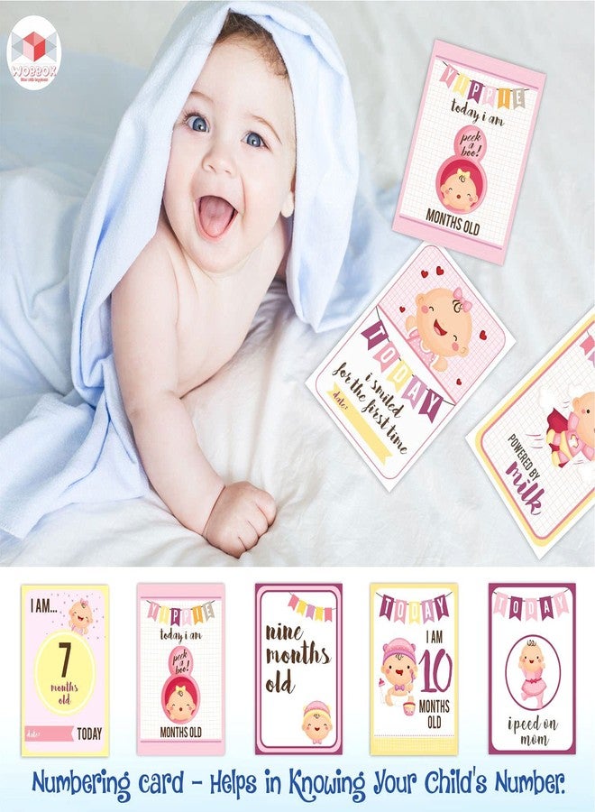 Wobbox Baby Monthly Milestone Card, Record 0-12 Months (36 Pcs) (Baby Girl) - Image 5